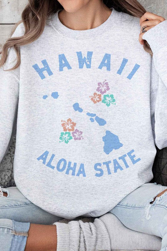 Alphia Unisex Hawaii Aloha State Oversized Graphic Sweatshirt in 4 Colors