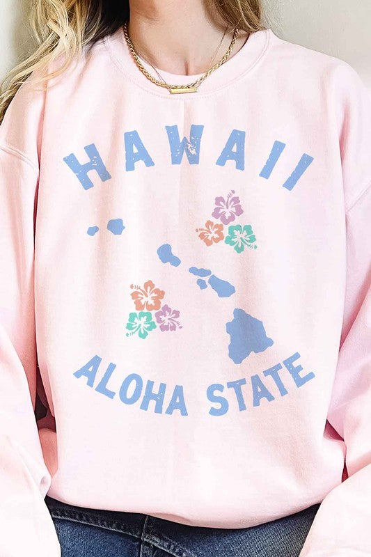 Alphia Unisex Hawaii Aloha State Oversized Graphic Sweatshirt in 4 Colors