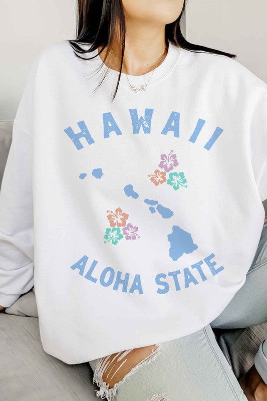 Alphia Unisex Hawaii Aloha State Oversized Graphic Sweatshirt in 4 Colors