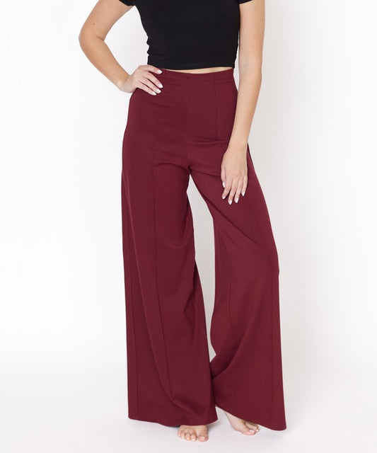 Studio Ko Bamboo Ponte High Rise Wide Leg Pull-On Pants in 4 Colors