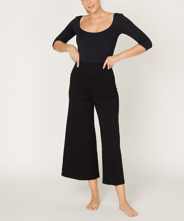 Studio Ko Bamboo Ponte Wide Leg Pull-On Ankle Pants in 4 Colors