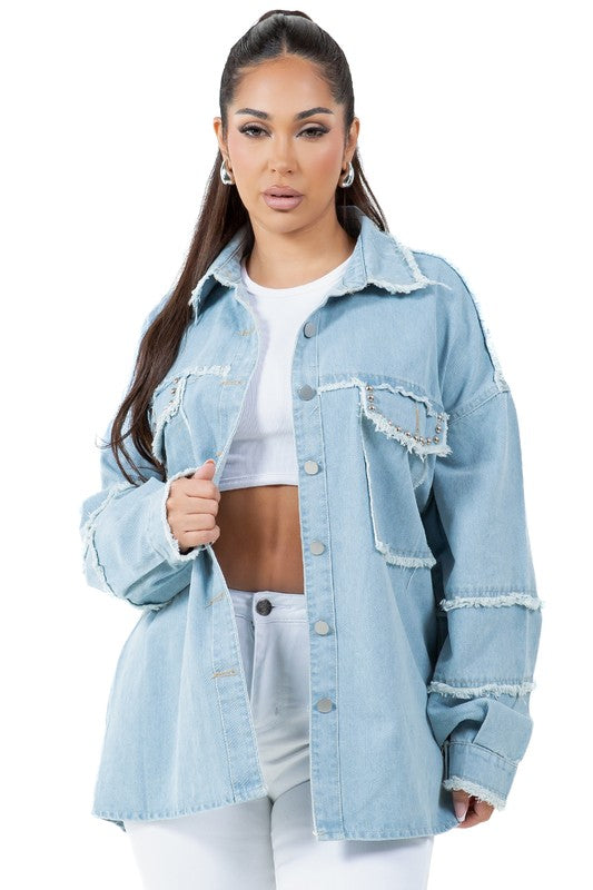 WOMEN FASHION OVERSIZE DENIM SHIRT