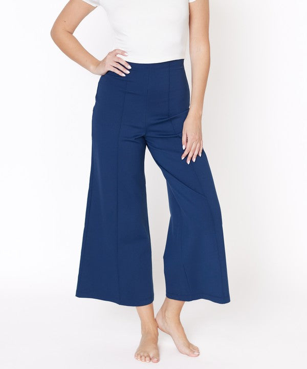 Studio Ko Bamboo Ponte Wide Leg Pull-On Ankle Pants in 4 Colors