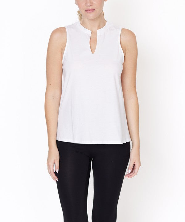 V -Cut Edge Sleeveless Cotton Jersey Top