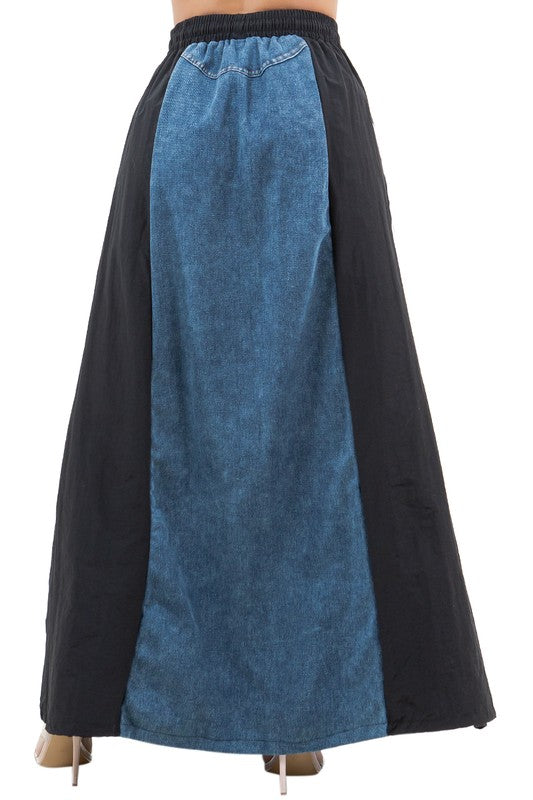 WOMEN FASHION DENIM LONG MAXI SKIRT