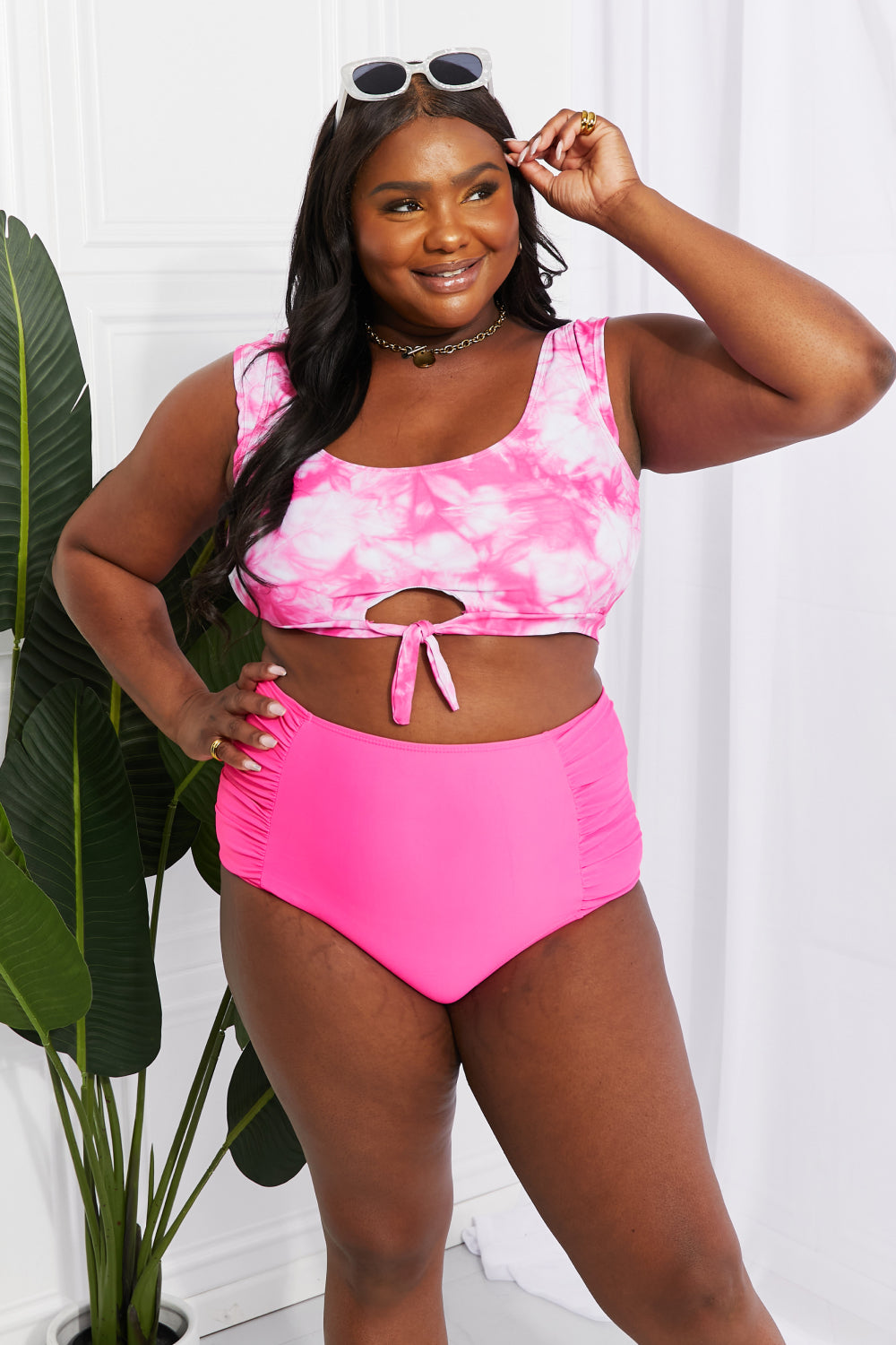 Marina West Swim Sanibel Crop Top and Ruched Bottoms Two Piece Swimsuit