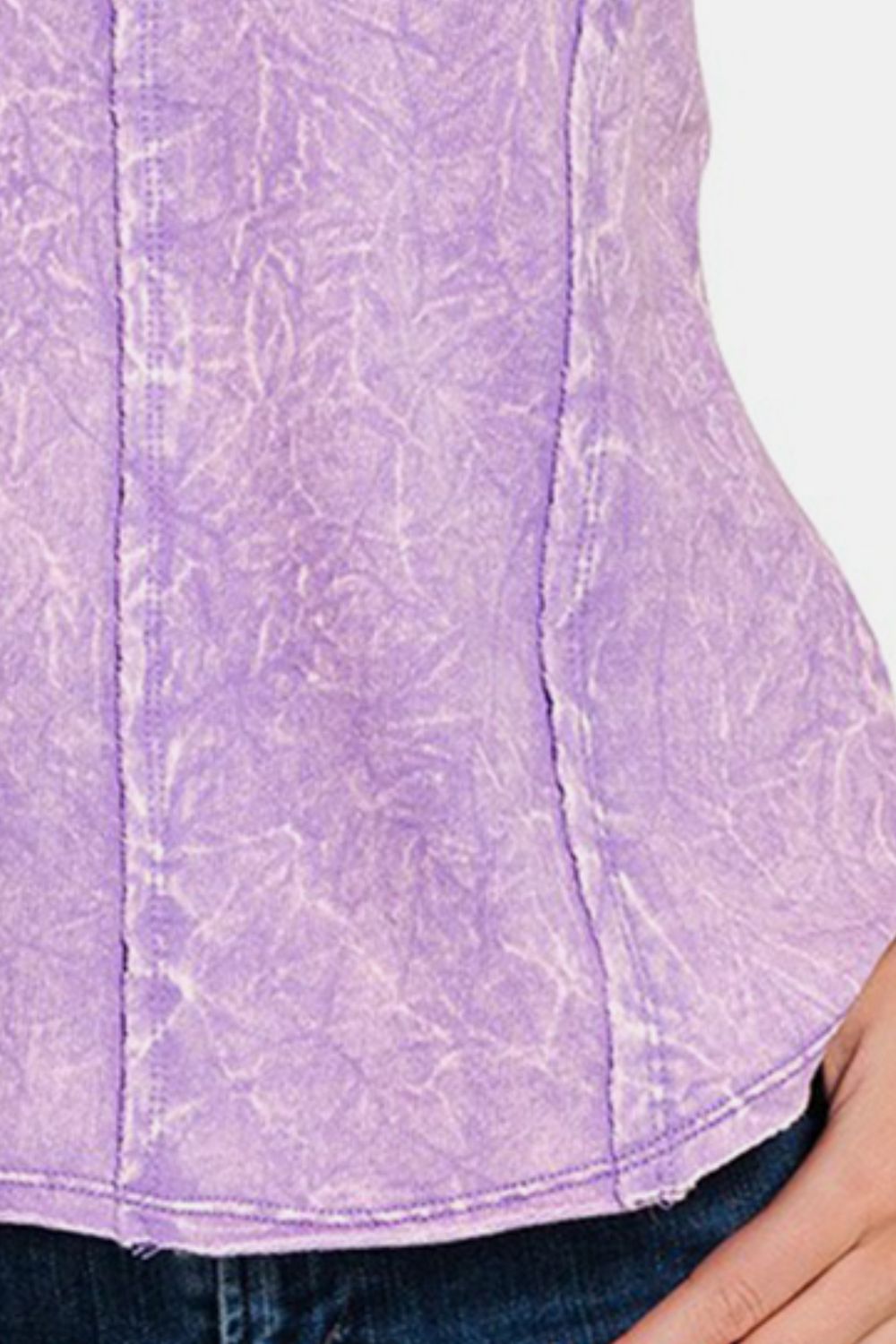 Zenana Washed Exposed Seam V-Neck Tank in Lavender