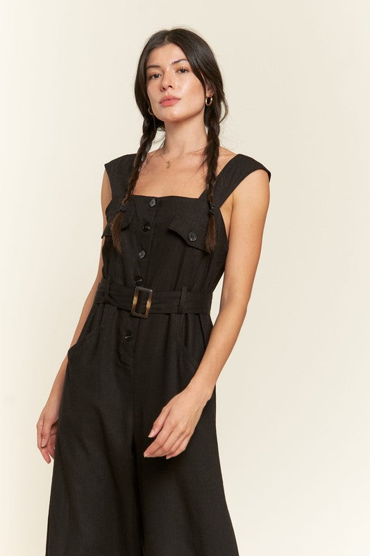 Jade By Jane Sleeveless Square Neck Ankle Jumpsuit in 2 Colors