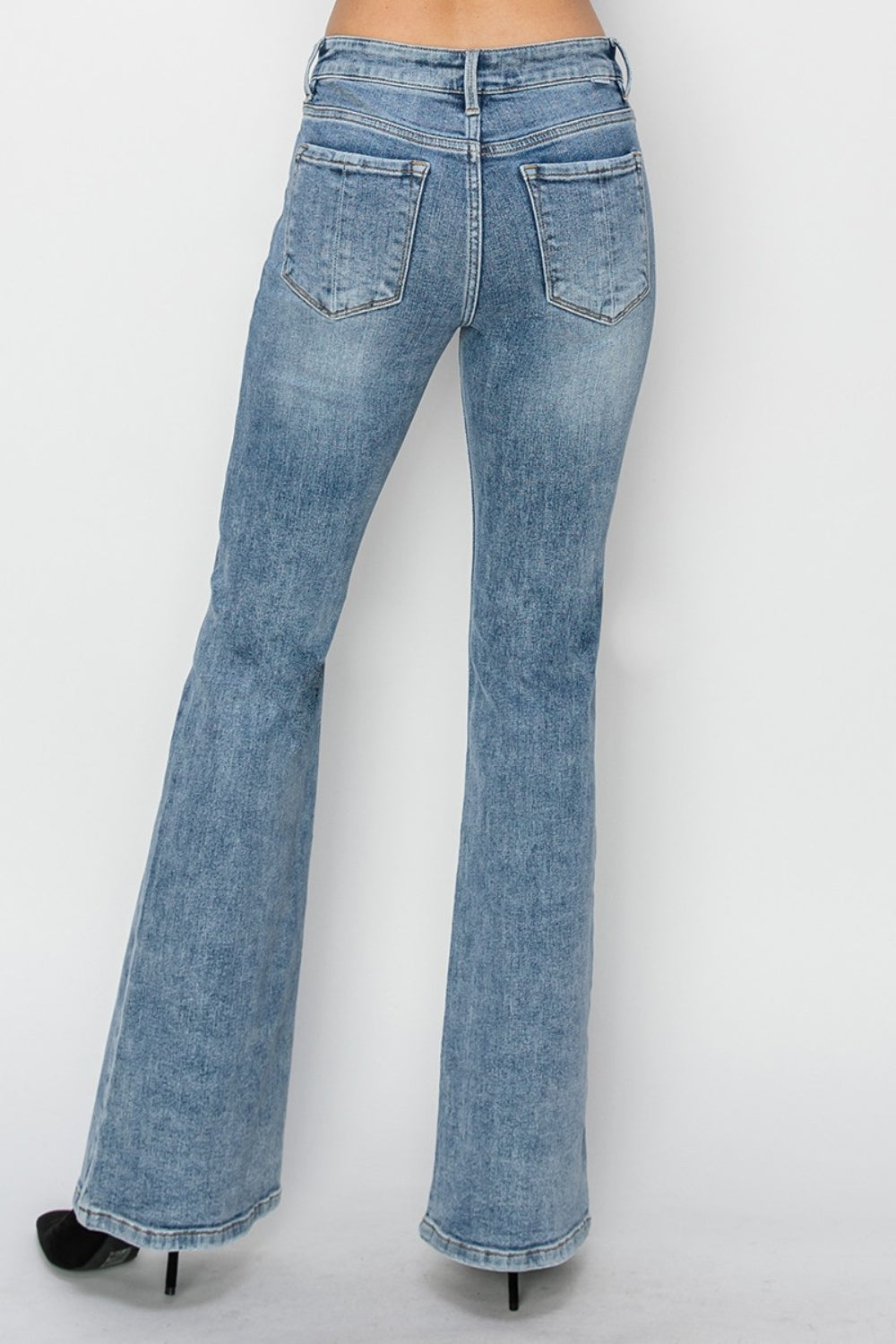 RISEN Full Size Mid Rise Bootcut Jeans in Medium Wash Blue