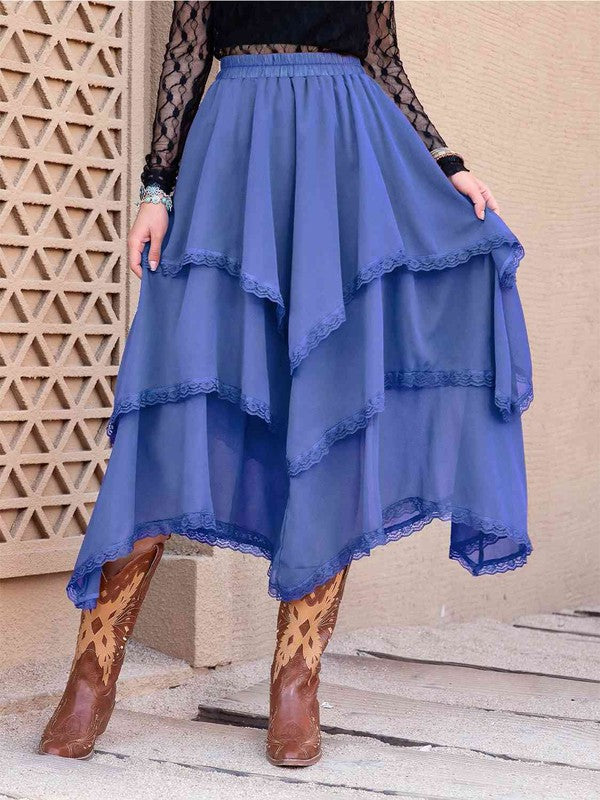 ClaudiaG Collection Fully Tiered Midi Skirt in 3 Colors