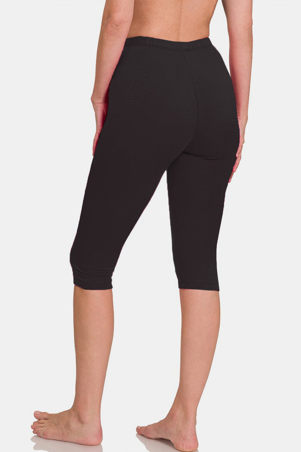 Zenana Activewear High Rise Capri Leggings in Black