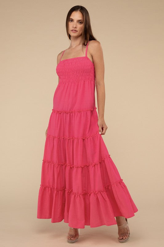 Zenana Woven Smocked Tiered Cami Maxi Dress in 3 Colors