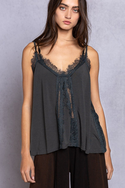 POL Lace V-Neck Camisole Top