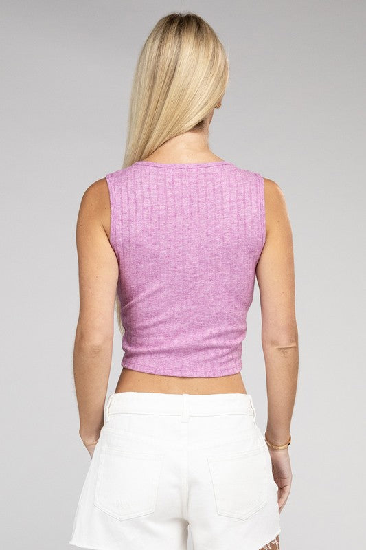 Zenana Ribbed Scoop Neck Fitted Cropped Tank Top in 7 Colors