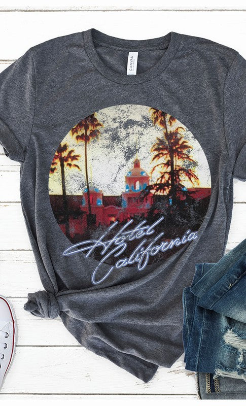 Kissed Apparel Plus Size Retro Hotel California Graphic Tee in 6 Colors