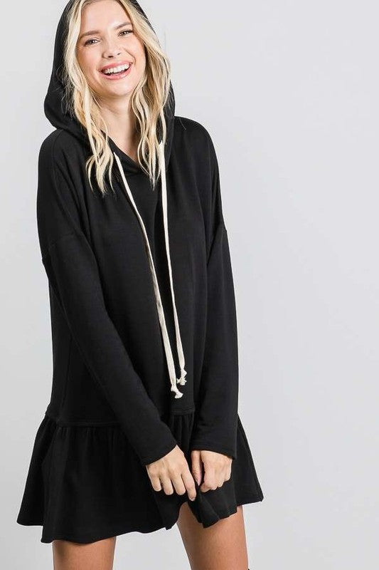 Jade by Jane Peplum Hoodie Sweatshirt in Black