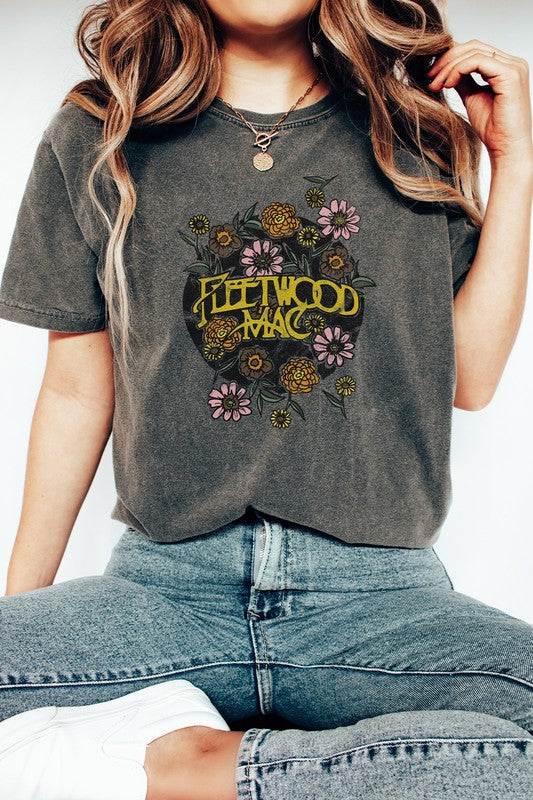 Kissed Apparel UNISEX Mineral Washed Fleetwood Mac Graphic Tee in 6 Colors