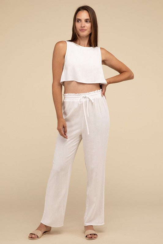 HYFVE Linen Blend Crop Tank and Pants Set in 2 Colors