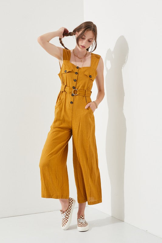 Jade By Jane Sleeveless Square Neck Ankle Jumpsuit in 2 Colors