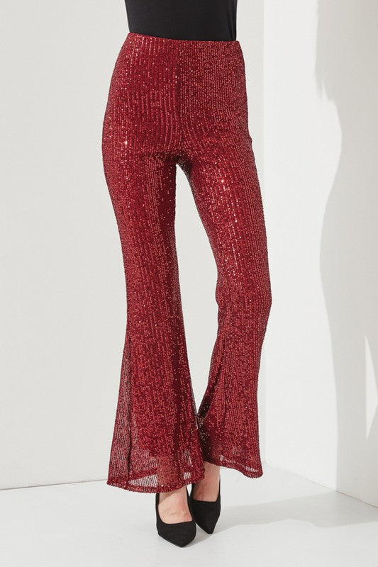 Jade By Jane Pull-On Flared Leg Sequin Pants in 3 Colors