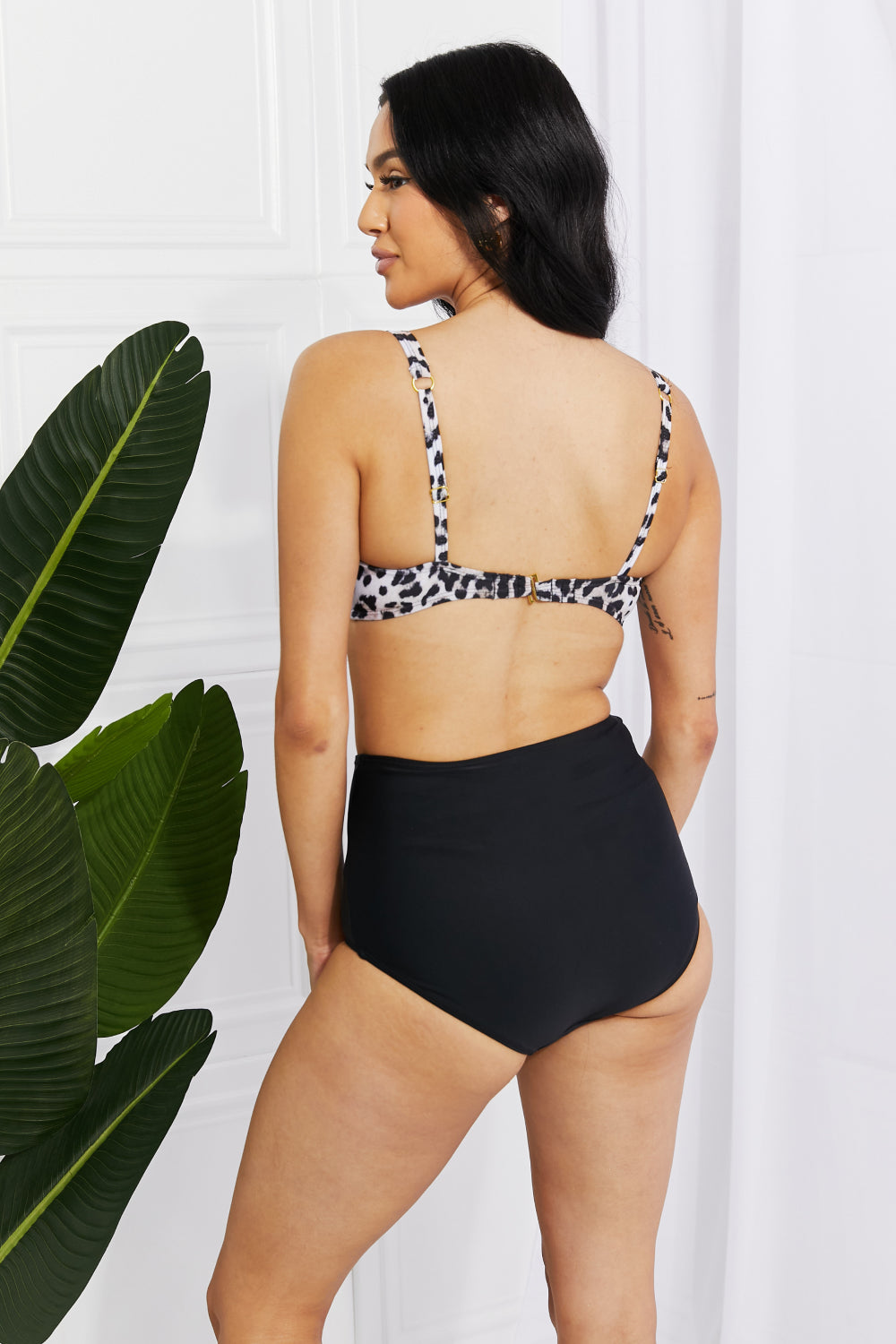 Marina West Swim Two-Piece Twist High-Rise Bikini Swimsuit in Leopard