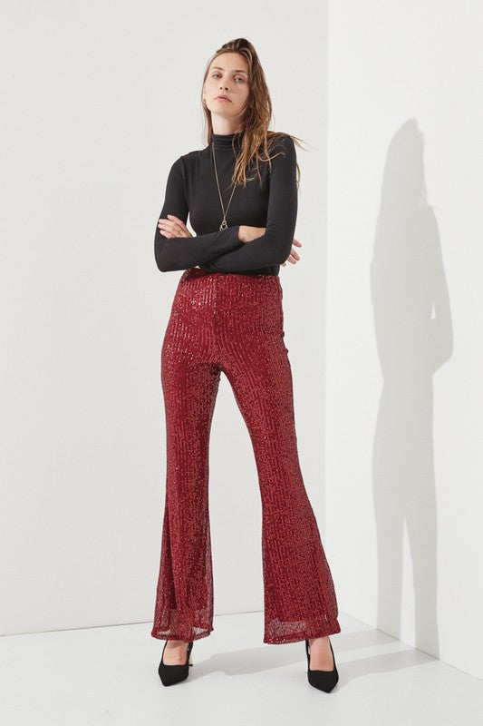 Jade By Jane Pull-On Flared Leg Sequin Pants in 3 Colors