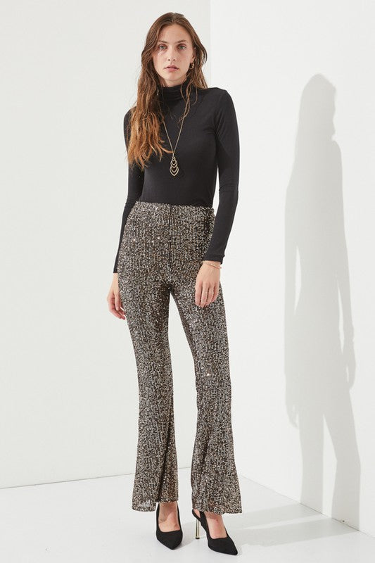 Jade By Jane Pull-On Flared Leg Sequin Pants in 3 Colors