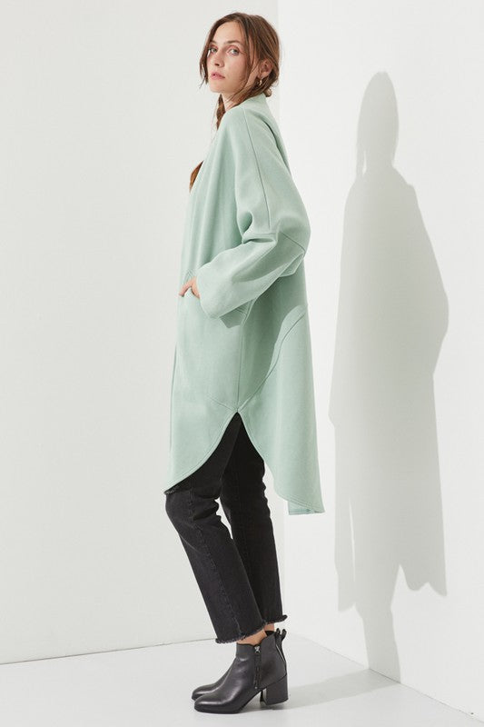 Jade By Jane Oversized Open Front Cardigan Sweater in Sage