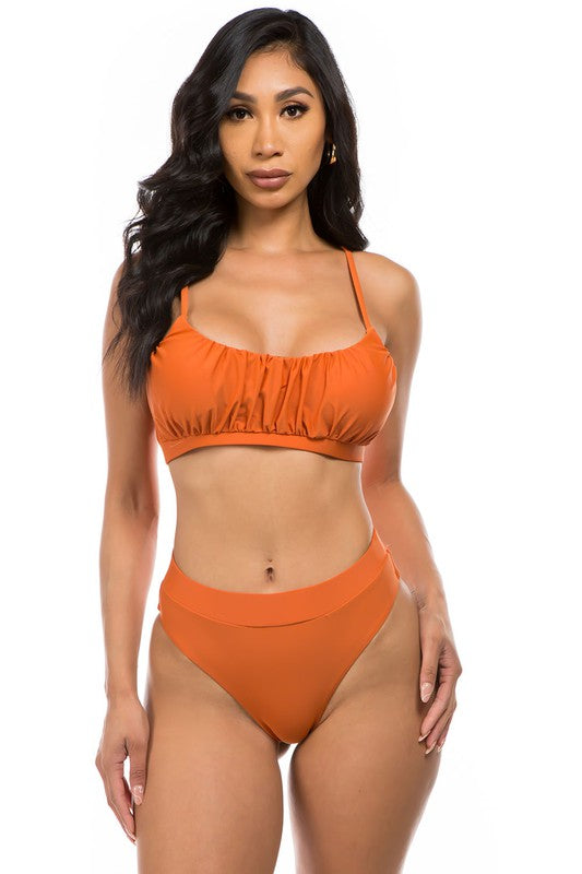 Mermaid Swimwear Two-Piece High Waist Ruched Swimsuit in 4 Colors