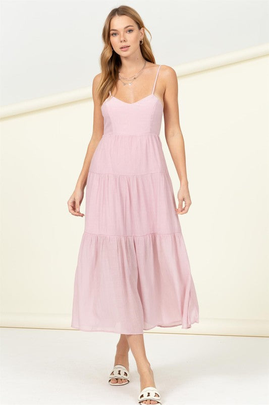 HYFVE Sweetheart Cutout Tiered Cami Midi Dress in 3 Colors