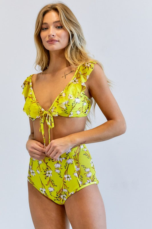 Davi & Dani Floral Printed Two Piece Swimsuit