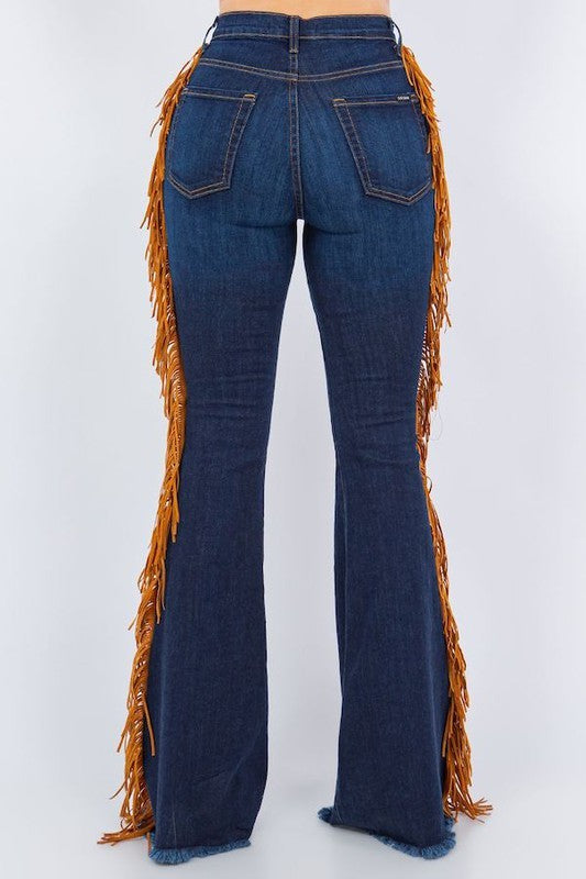 Fringe Bell Bottom in Dark Blue