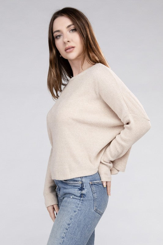 Zenana Soft Ribbed Knit Round Neck Cropped Sweater in 5 Colors