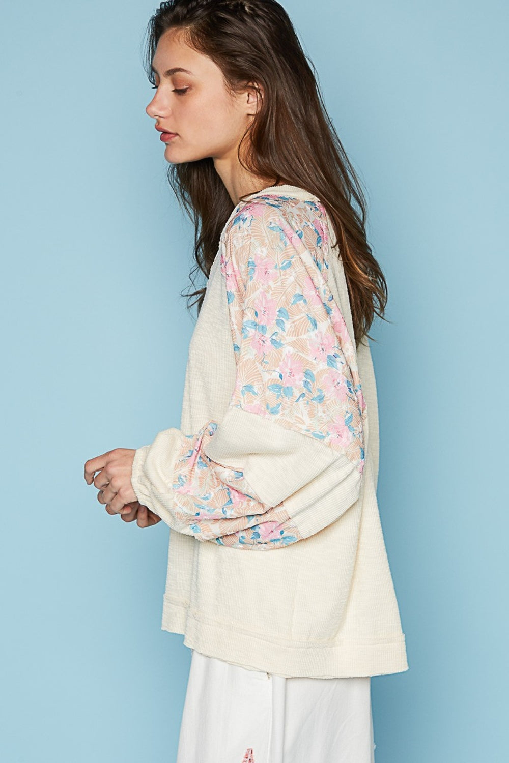 POL Floral Balloon Sleeve Top