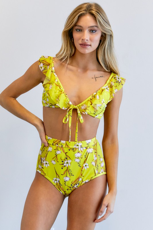 Davi & Dani Floral Printed Two Piece Swimsuit