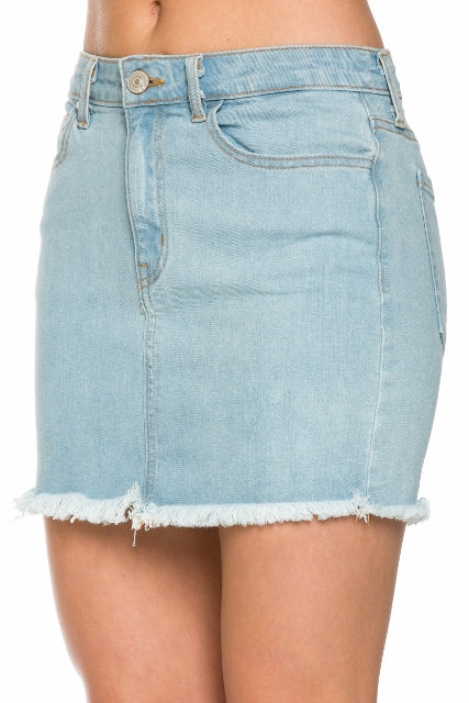 O2 Demin Raw Hem Stretch Denim Jean Mini Skirt in 11 Colors