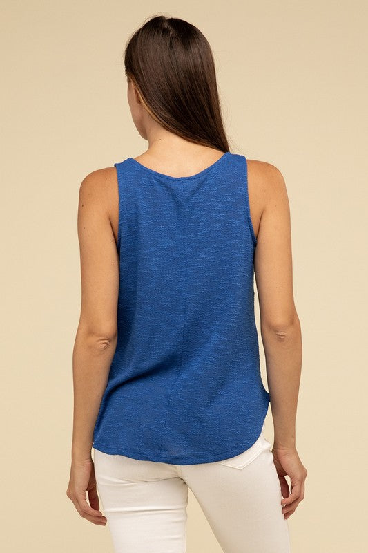 Zenana Slub Knit Relaxed V-Neck Cami Tank Top in 5 Colors