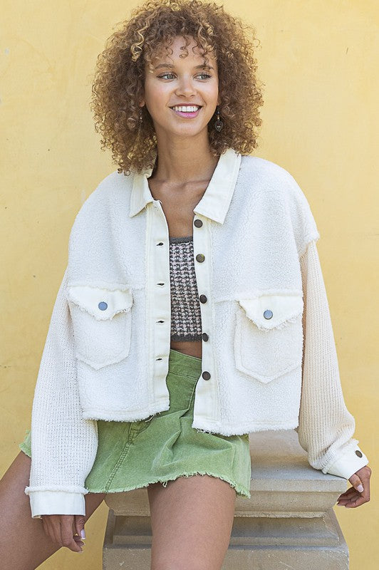 POL Sherpa Textured Jacket in 2 Colors