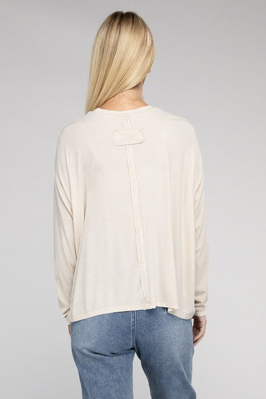 Zenana Color Washed Chest Pocket Long Sleeve T-Shirt in 3 Colors