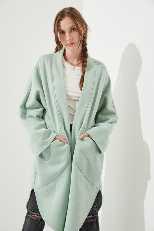 Jade By Jane Oversized Open Front Cardigan Sweater in Sage