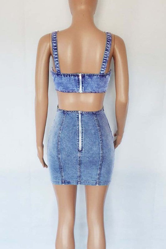 BY CLAUDE HALTER DENIM MINI DRESS