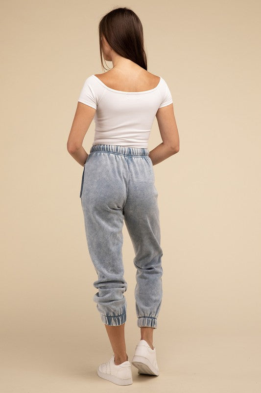 Zenana Acid Wash Fleece Sweatpants in 3 Colors