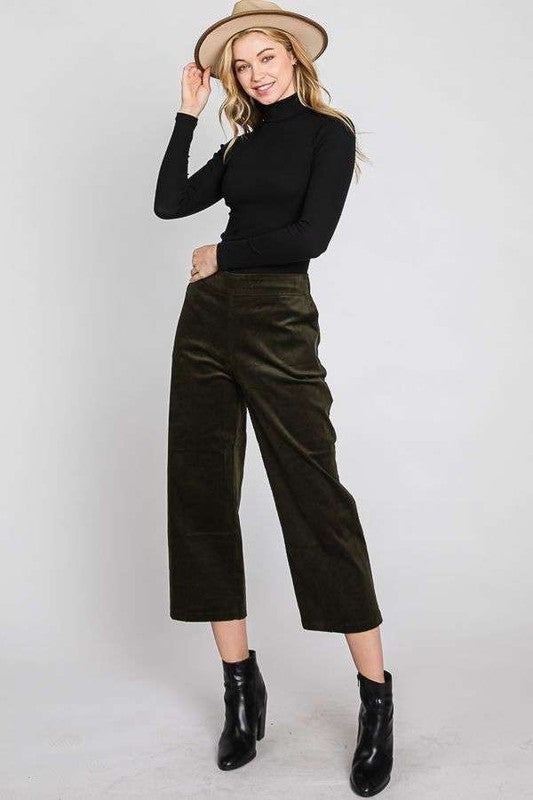 JADE BY JANE PLUS SIZE RIBBED VELVET CROP WIDE LEG PANTS IN 6 COLORS