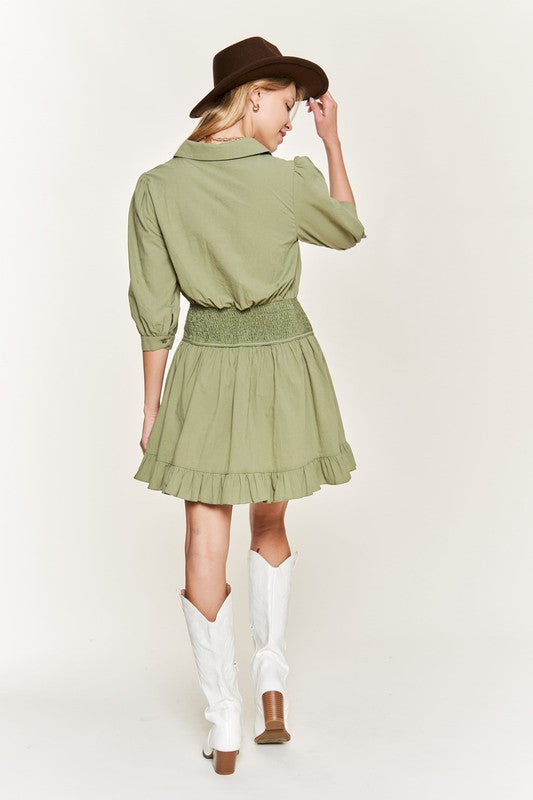 Jade By Jane Eyelet Detail 3/4 Sleeve Mini Dress in 2 Colors