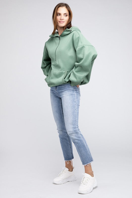 BiBi Oversized Half Zip Hoodie Sweatshirt in 4 Colors - Only Extra Large Available