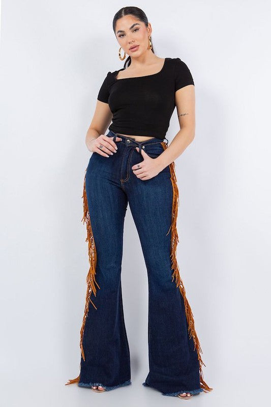 Fringe Bell Bottom in Dark Blue