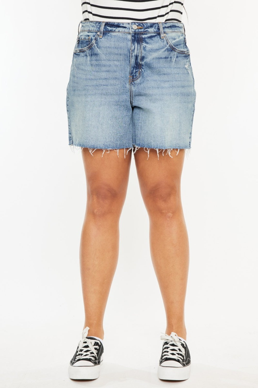 Kancan Raw Hem Denim Shorts