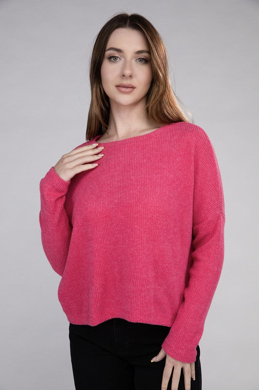 Zenana Soft Ribbed Knit Round Neck Cropped Sweater in 5 Colors