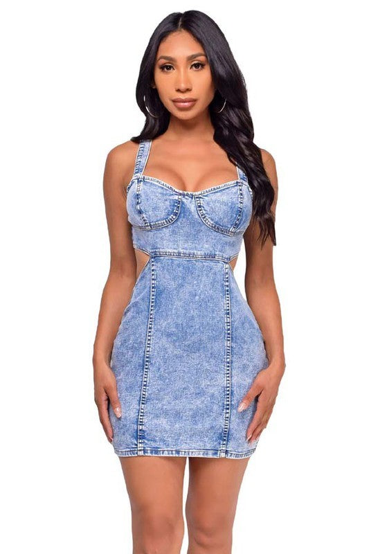 BY CLAUDE HALTER DENIM MINI DRESS