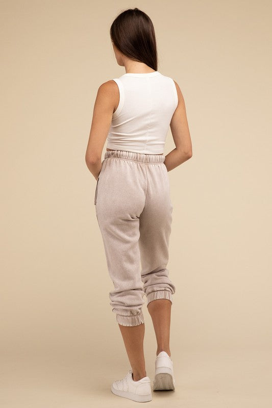 Zenana Acid Wash Fleece Sweatpants in 3 Colors